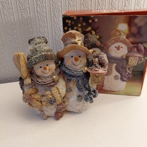 Kirklands Festive Snowman Couple Figurine